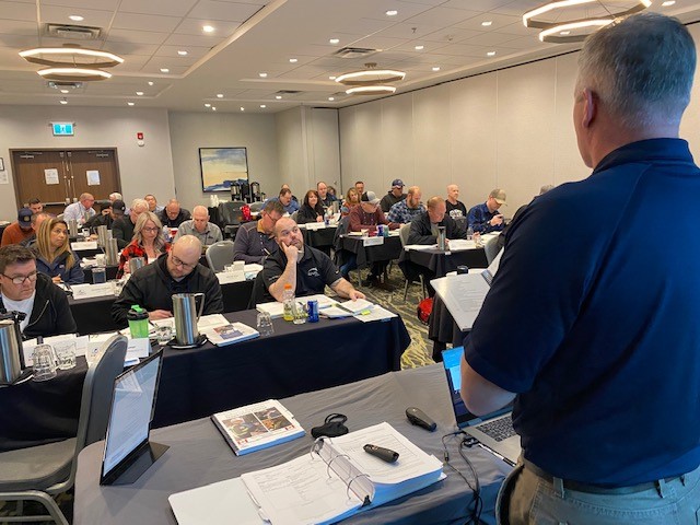 AMTA_ca's tweet photo. We are moving through day 3 of the @CVSA roadside inspection course. Lots of topics to explore including ELD requirements, hours of service, and cycle rules just to name a few. This course is being offered in Canada for the first time and AMTA has it. Part B starts March 14th. https://t.co/H5c22ee8rT