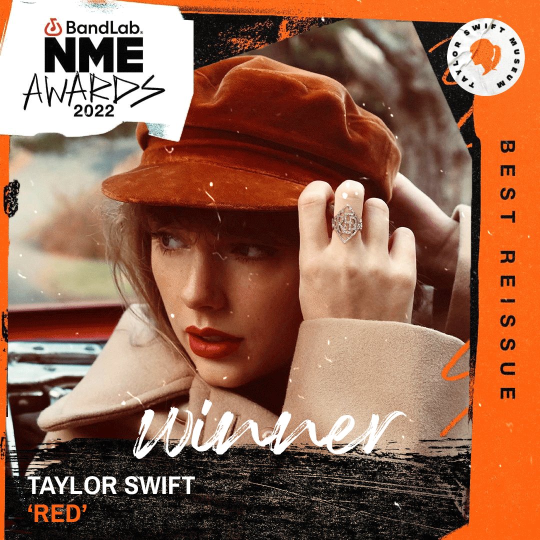 🏆 | “Red (Taylor's Version)” has won Best Reissue at the 2022 BandLab NME Awards!

#BandLabNMEAwards2022