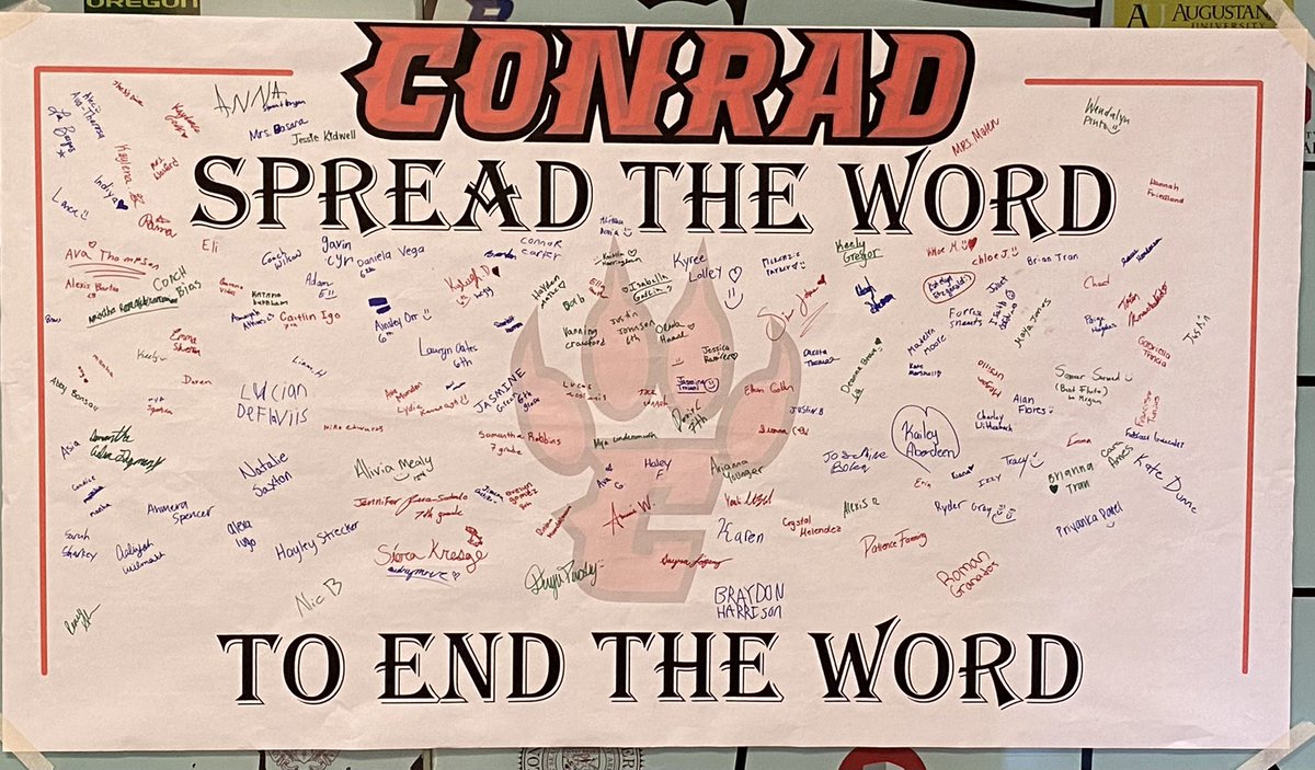 Thank you to all of the @ConradRedWolves who participated in today’s #SpreadTheWord activities! #changinglives 💙💛