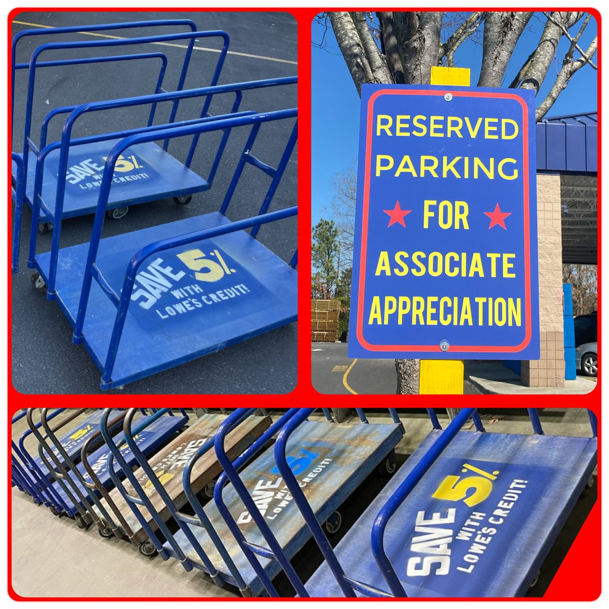 Lowes Str #1126 is driving credit through fun and creativity and seeing massive success. Here we have a parking spot for top resulting employee weekly  #frontrow and some awesome shoutouts on carts to drive awareness! <a href="/eric_marler/">Eric Marler</a>  @MadelineMakowsk <a href="/BenitoKomadina/">Benito.Komadina@Lowes</a> @FeliciaC1126