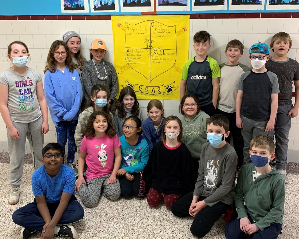 Our #ClassroomBookADay focus this week has been on behavior expectations in the lunchroom and at recess. To wrap up our learning, teams worked to create a class crest highlighting the attributes of the Cold Spring ROAR #ColdSpring #4thGrade