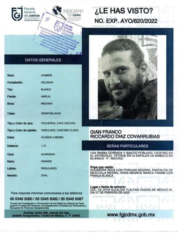 Ayúdanos a encontrar a Gian Franco