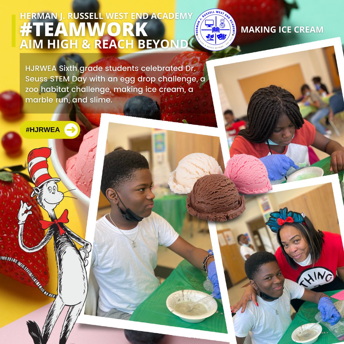 APSHJRUSSELL's tweet photo. #MAKINGICECREAM PART 2
HJRWEA Sixth grade students celebrated Dr. Seuss STEM Day with an egg drop challenge, a zoo habitat challenge, making ice cream, a marble run, and slime. @apsupdate @HJRPrinCrooms @Retha_Woolfolk @DrLisaHerring @WFFAtlanta @HJRussell_STEM https://t.co/s7AoAduH74