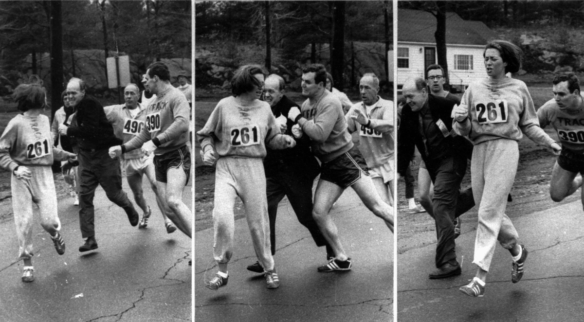 JimHarris's tweet photo. Women weren't allowed to run the Boston Marathon

K Switzer applied &amp; ran in 1967

Race Director tried to rip off her bib but was blocked. She Finished

Women could only register in 1972

Now 45% Boston runners are #women

#womenintech #MWC22 #IWD2022 #IWD #WomensHistoryMonth https://t.co/UDfxJSUQEV