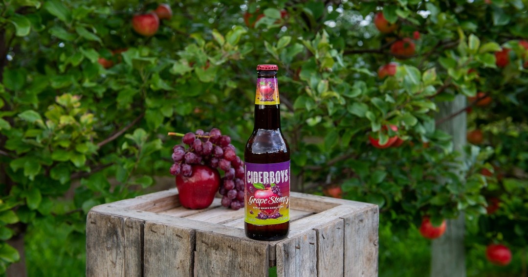 CiderboysCider's tweet photo. Succulent grapes collide with juicy apples in our Ciderboys Grape Stomp. Try it today before it's gone! Available only for a limited time. #ciderboys #grapestomp https://t.co/cAGb1NeD4z