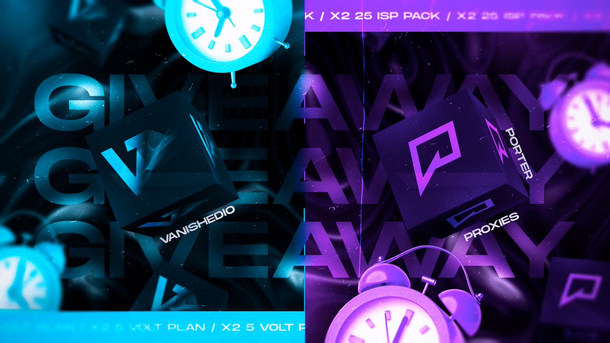 🥳Giveaway🥳 

Prizes 🎁:
• x2 25 Porter Proxies ISP Pack 
• x2 5 Volt Plan

Rules 🛑:
💜 Like this tweet!
💫 Retweet this tweet!  
🤓 Tag your cooking buddy 
🗣 Follow @PorterProxies and <a href="/VanishedIO/">VanishedIO</a> 

ENDS IN A FEW DAYS!