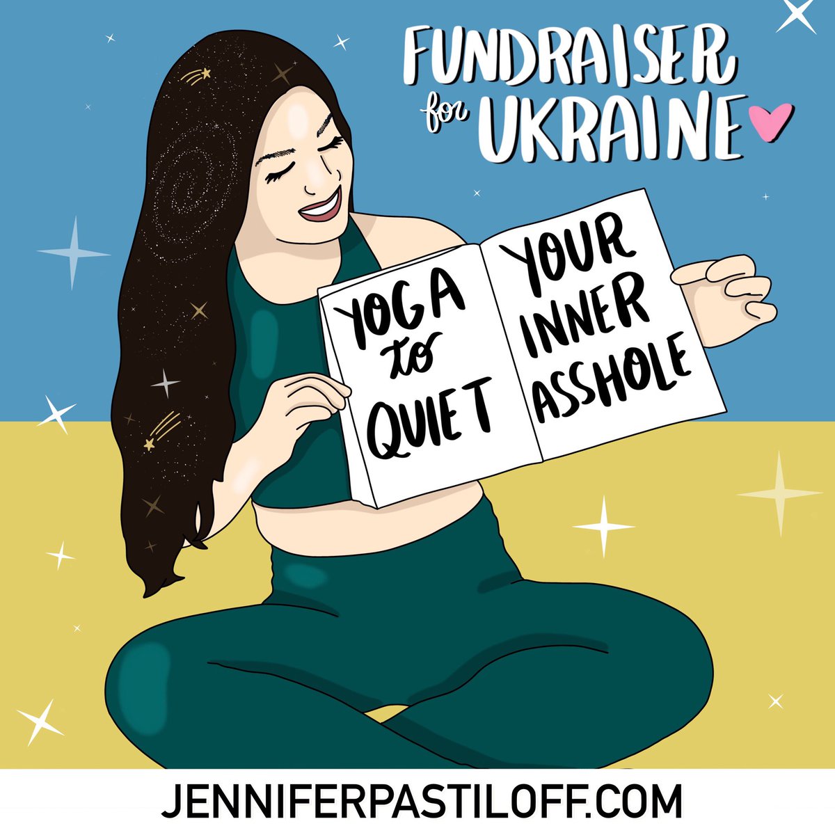 JenPastiloff's tweet photo. This Saturday 10 am Pst I’m teaching my “yoga to quiet the inner a$$hole” class as a fundraiser for the people of Ukraine. All info &amp; Registration for zoom below. please spread the word? 

https://t.co/6Kq8BBshfS https://t.co/OWidQkcgww