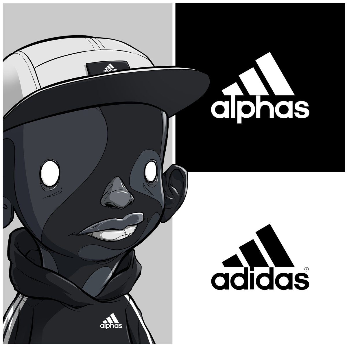 AlphaAcademyInc's tweet photo. In process of creating the A.E. collection, we made the decision to not include some traits that paid homage to cultural powerhouse brands like @adidas. 

We love these traits, but wanted our collection to be all original. @adidas have at it...❤️
#alphasoriginals https://t.co/vq0knztmoL