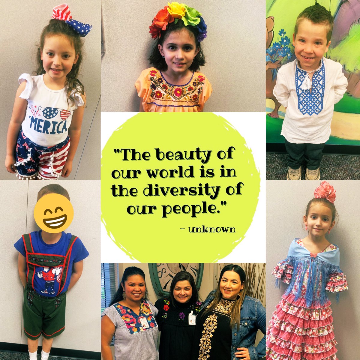 pymorenoo's tweet photo. Today @TISDRES we recognized how books help us celebrate diversity 🌎 Through the pages of books we learn about different cultures and what makes us special &amp; unique! It was so fun to our staff &amp; students all dressed up! 🇺🇸🇩🇪🇺🇦🇲🇽🇸🇻🇪🇸🇨🇴🇸🇰 #TomballReads https://t.co/szFuVmLq6u