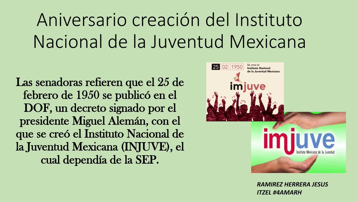 ItzelRa13410888's tweet photo. #4AMARH #SerJovenEs
25 de febrero Aniversario creación del instituto Nacional de la juventud  mexicana. https://t.co/JlLHTPozPM