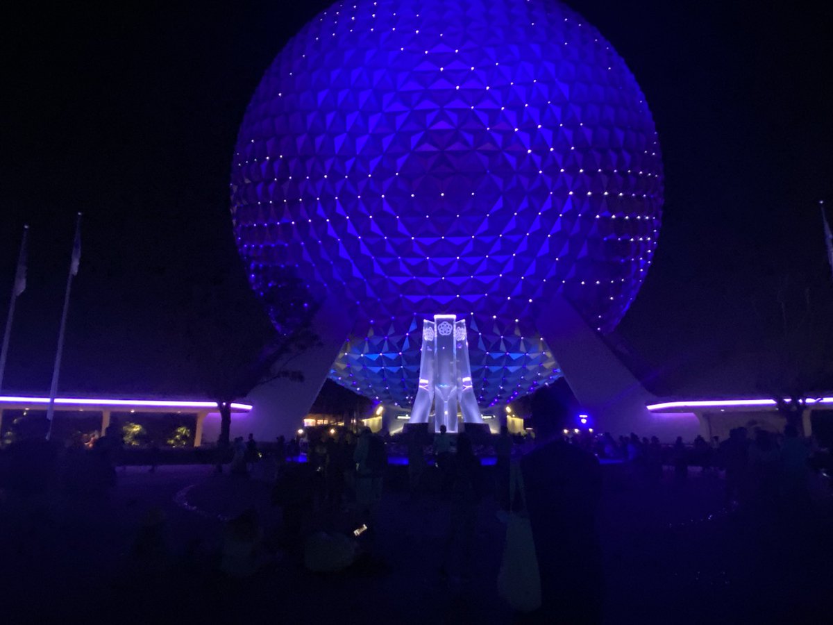 laughingplace's tweet photo. The #BeaconOfMagic has done itโs job and summoned a crowd to camp out in front of #EPCOTโs Icon, #SpaceshipEarth!
#WaltDisneyWorld #DisneyWorld https://t.co/CA5mM48Gce