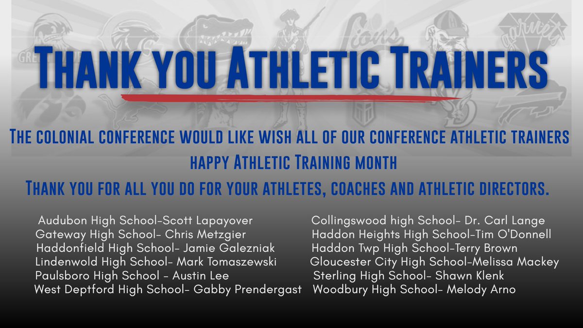 March is National Athletic Training month and the Colonial Conference would like to take this time to show our appreciation and say “Thank You” to all of our Athletic Trainers.