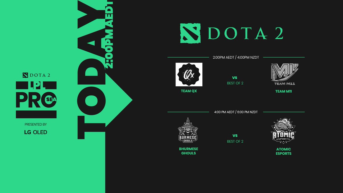 LPL_DOTA's tweet photo. Tune in TODAY for LPL Pro DOTA 2 Season 1.

Day 12:
Team Qx 🆚 Team M11
Bhurmese Ghouls 🆚 Atomic Esports

🎙️ @GTHDota2
💬  @Poglet96

⏰ 2:00PM AEDT / 4:00PM NZDT
📺 https://t.co/kKdjO97Xzk

#LPLDOTA https://t.co/1fW9vKgrYW