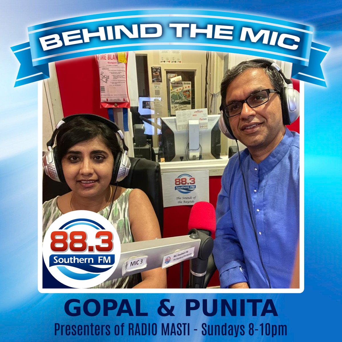 This week we introduce you to Gopal & Punita, presenters of Radio Masti, Sundays from 8pm - 10pm. Bollywood music and news in Hindi, Urdu & Punjabi! #southernfm #thesoundsofthebayside #bayside #thesoundsofthebayside #localandlive #behindthemic