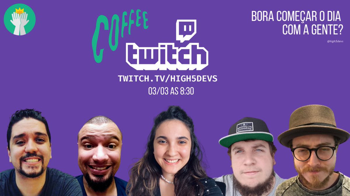 high5devs's tweet photo. não esqueça de amanhã começar o dia batendo um papo com a gente enquanto toma aquele cafezinho! a partir das 8:30 https://t.co/ECztSuPx6S 🥸 https://t.co/bsQ9ewoCMZ