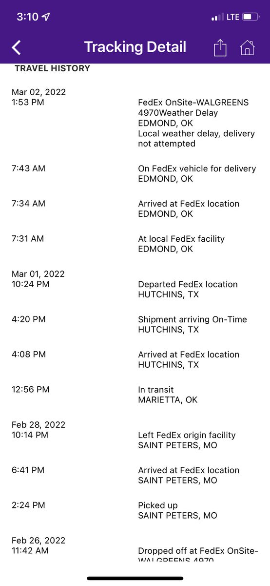 Schooney2's tweet photo. @FedEx I guess sunny warm conditions are to hard to deliver in??? https://t.co/UfAyGz0xiJ