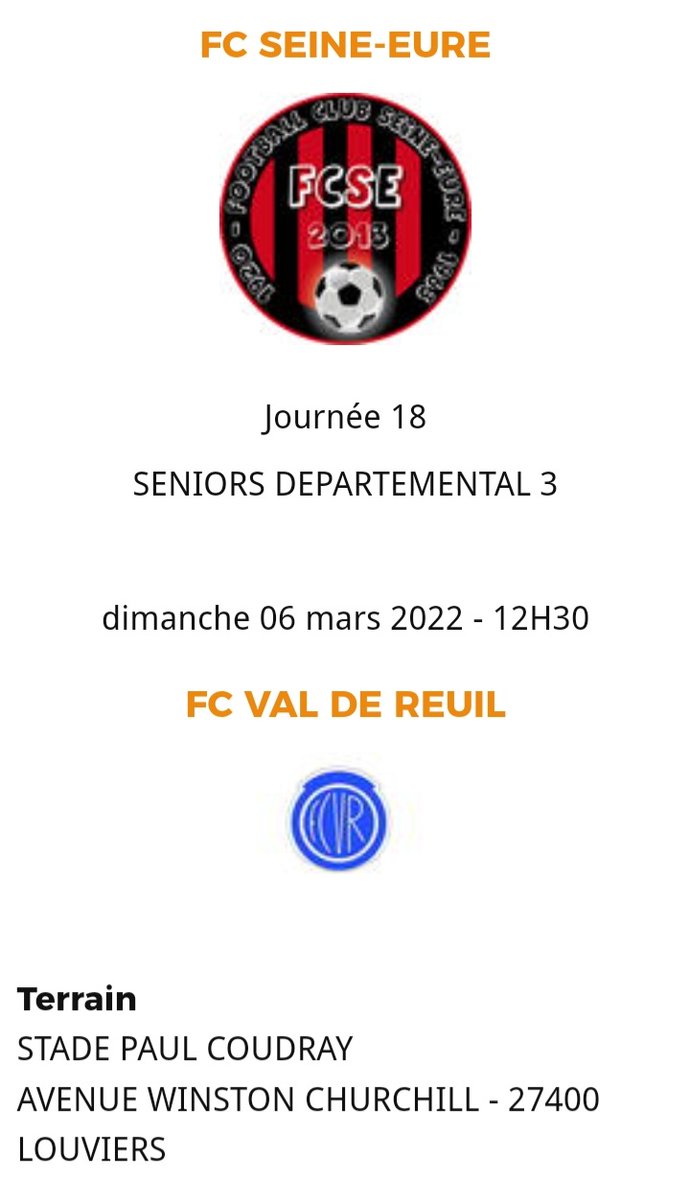 VDRFootballClub's tweet photo. 💥 Pour renouer avec la victoire dimanche @VDRFootballClub ce deplace sur le terrain de @villedelouviers un match complique à aborder.
Un concurrent à vie 🙏🏻❤️

#PlusQueDuFootballUnePassion
#valdereuil https://t.co/PdlrtrQEll