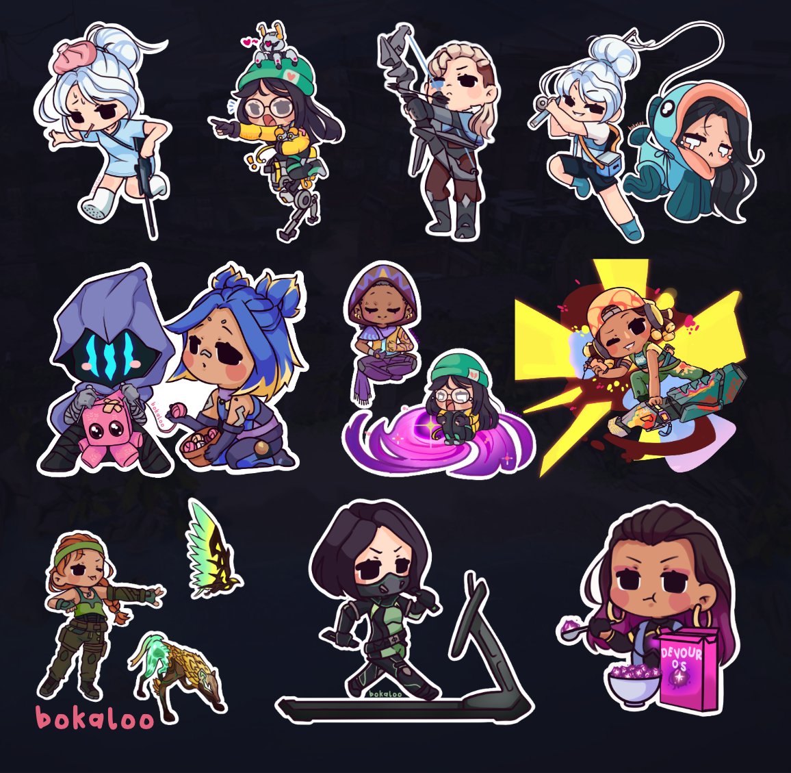 BokalooVt's tweet image. I created 29 Valorant sprays during the month of February! (◍•ᴗ•◍) Here is my mini boka battlepass: