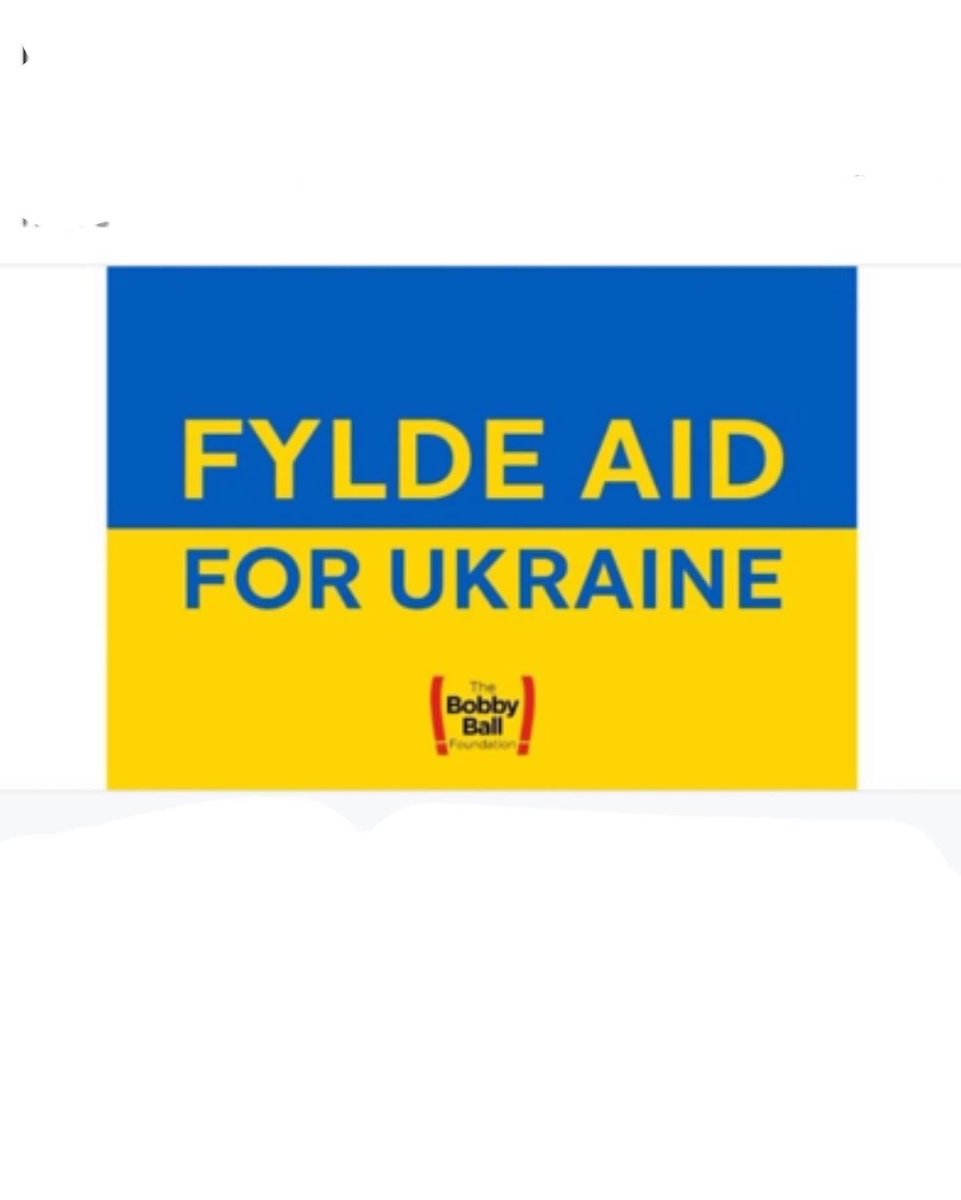 Dear friends, 'Fylde Aid for Ukraine' supported by the Bobby Ball Foundation, are raising funds &amp; collecting specific items for the Ukrainian refugees arriving in Poland.

Please see our Facebook page for further details or donate at justgiving.com/campaign/Fylde…

Thank you

#Ukraine