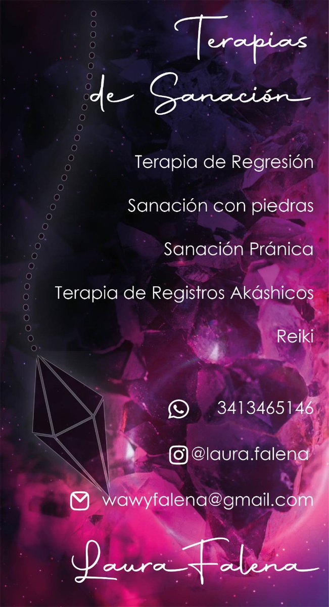 GastonFalena's tweet photo. Hola gente de tw vengo a solicitar su RT para difundir a esta excelente terapeuta espiritual de la zona de Rosario. Realiza terapia de regresión,sanación con piedras,sanación pranica,terapia de registros Akáshicos y Reiki. 
Les dejo el contacto de Laura. Es re piola https://t.co/RbwgeBPEGe
