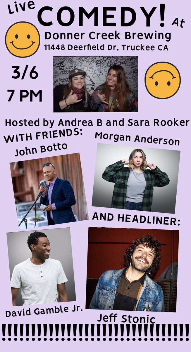 TRUCKEE! Comedy nights are back! <a href="/hypochandrea/">Andrea B.</a> <a href="/DavidGambleJr/">David Gamble Jr</a> @es_elmorganator