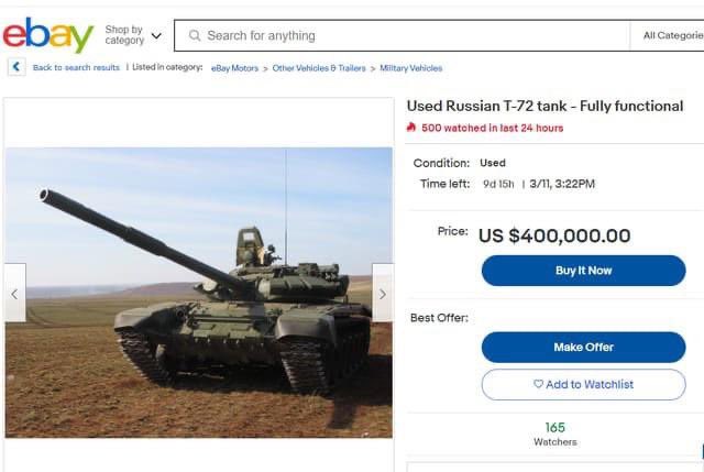 Ukrainians are selling Russian tanks on eBay 😎

What a time to be alive