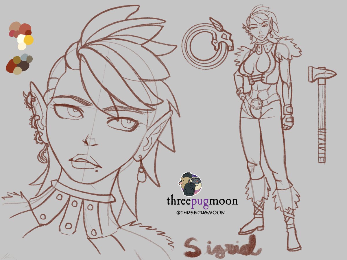 threepugmoon's tweet photo. Concept art for Sigrid - a tough as nails dragon rider #characterdesign #originalcharacter #dragons #comicartist #Webtoon #WebtoonCanvas https://t.co/2FHSF428hD