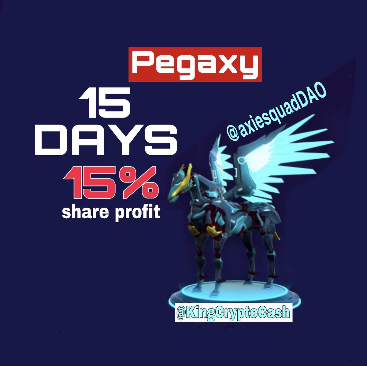 KingCryptoCash's tweet photo. 🦄Pegaxy Scholarship for 15 days

We are collaborating with @axiesquadDAO for Pegaxy Scholarships.

3 Slots are available for a 15-days scholarship on 15% share

To Participate:
1: Follow @axiesquadDAO &amp; @KingCryptoCash 
2: Retweet this tweet
3: Tag three friends https://t.co/5oyNTnyxu8