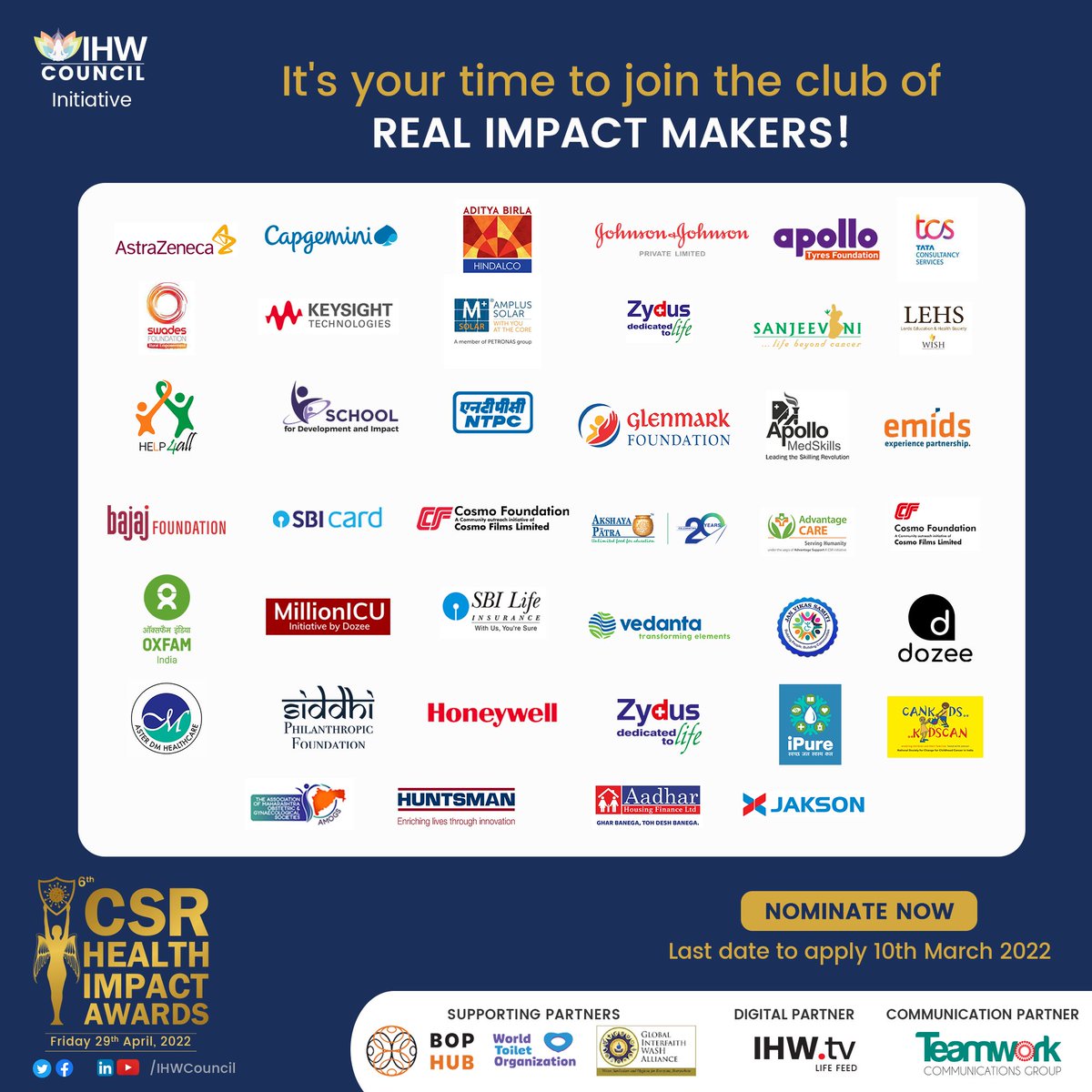 IHWCouncil's tweet image. Are you ready to join the club of powerful social impact makers?

Submit your entries!

👉 bit.ly/2R6R68l 

#CSR #Health #CSRHealthImpactAwards