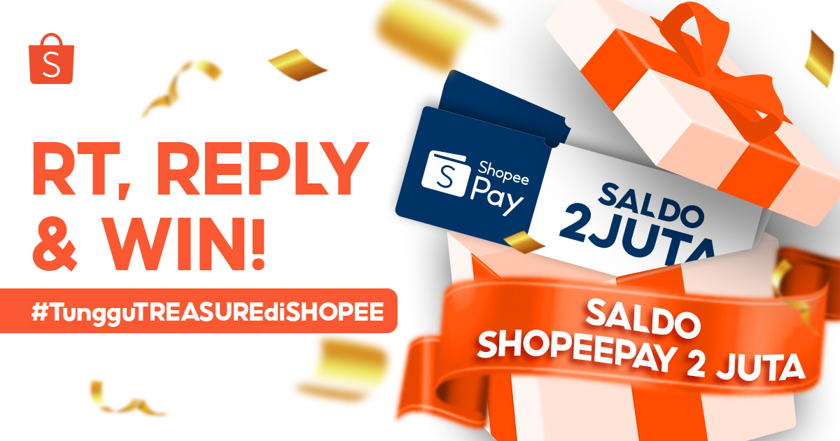 🧡 SALDO SHOPEEPAY GIVEAWAY 🧡

Mimin mau GIVEAWAY Saldo ShopeePay senilai 2 JUTA nih! Caranya:

1. FOLLOW <a href="/ShopeeID/">Shopee Indonesia</a> 
2. RT &amp; LIKE tweet ini
3. REPLY wishlist kamu di Shopee + #TungguTREASUREdiSHOPEE #MenujuHariBelanjaKonsumenTVShow #SHOPEEXTREASUREMAKER maks.10x aja!

GOOD LUCK!