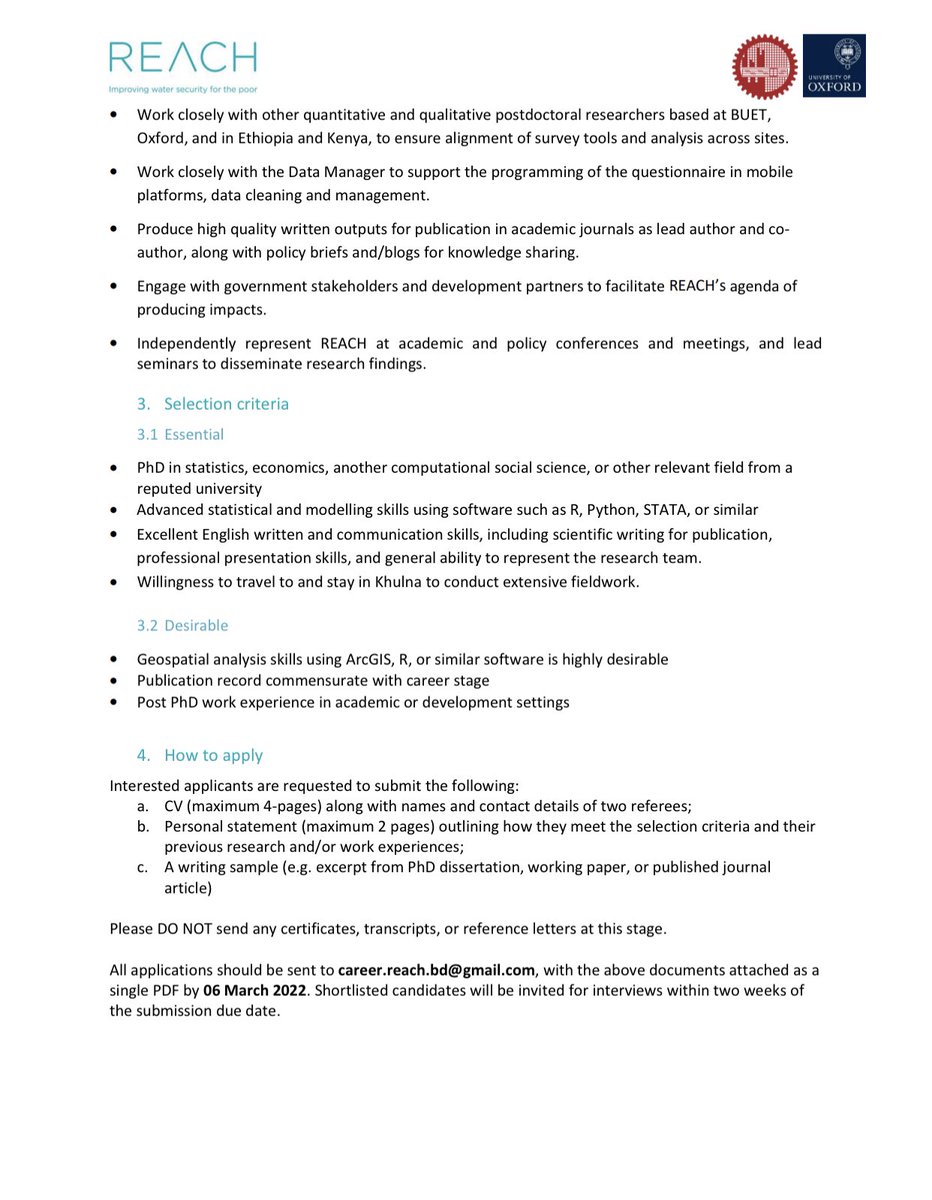 sonia_hoque's tweet photo. JOB ALERT: @reachwater is hiring 4 postdocs in Quantitative and Qualitative Social Sciences to be based in #BUET #Bangladesh 👇🏽 https://t.co/zTz7rKa6EE