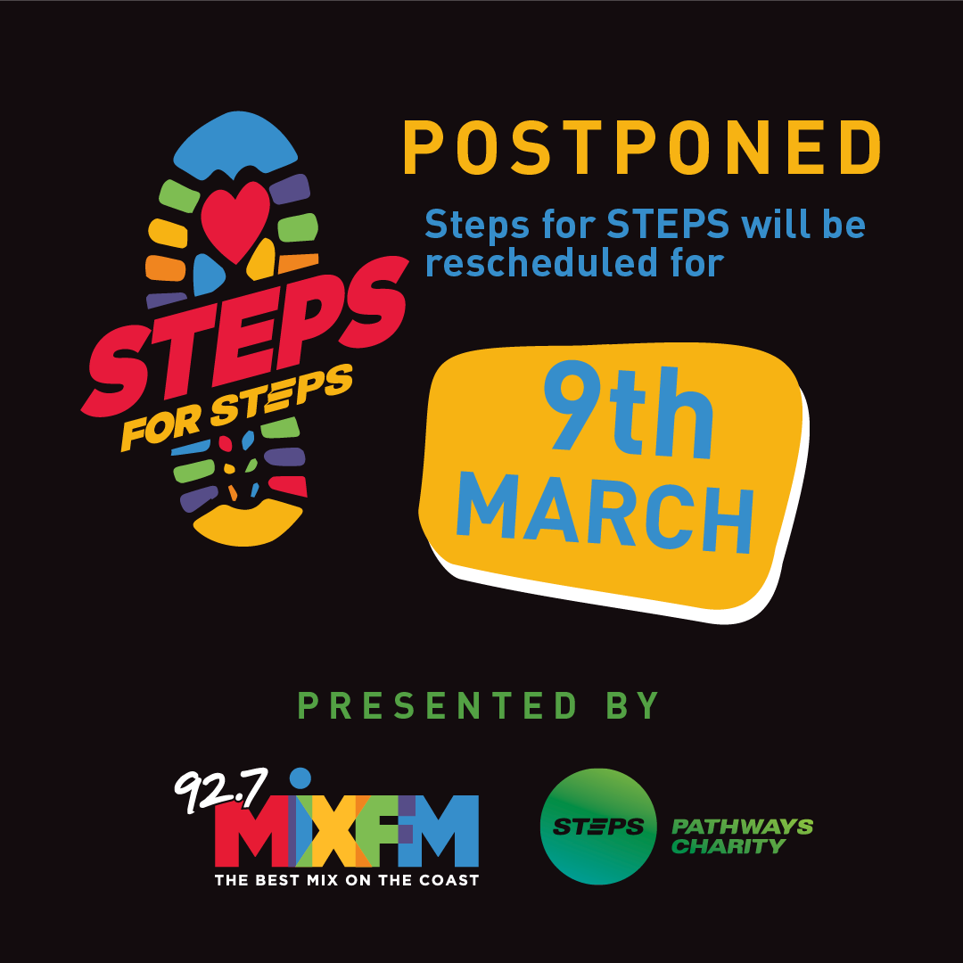 📣 The Steps for STEPS Charity Walk will be postponed until next Wednesday, March 9 😢

This is due to the recent wet weather events and ongoing flood warnings ☔ 

The safety of staff, students, sponsors and volunteers participating in the walk is our number one priority 💯