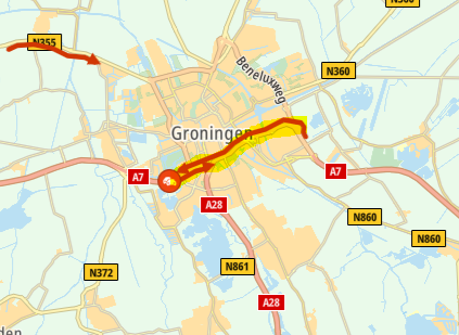 ANWBverkeer's tweet photo. * #A7 vanuit Heerenveen bij Groningen-West dicht
* #N7 vanuit de Duitse grens dicht tussen knp. Euvelgunne en Groningen-West
Vanwege wegwerk tot 28 maart 06.00 uur.
5 km file #N355 Buitenpost ► Groningen tussen Zuidhorn en afrit Hoogkerk +15 min. https://t.co/ibq8MkfoMc