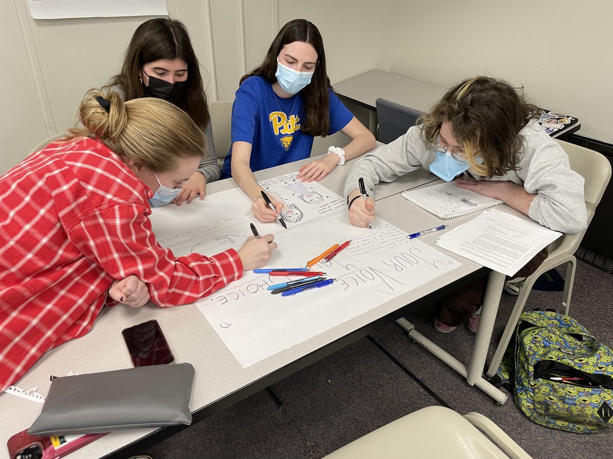 ThomasRalston2's tweet photo. It was a great day of learning in my Reimagining High School class @PittEducation!  Sts constructed concept posters and visualized the vote for innovative models for HS! @ValerieKinloch @LUMAInstitute @remakelearning https://t.co/05A38rVqaF