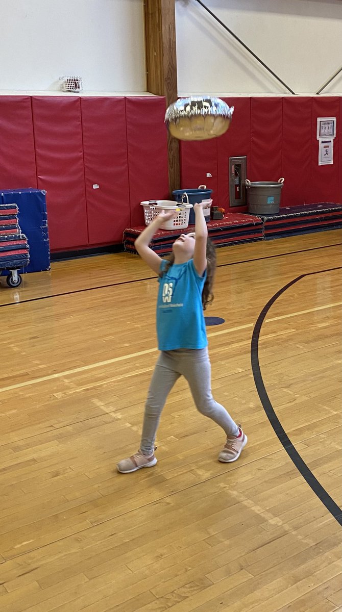 Various activities and challenges this week in K-2… here is K completing some.