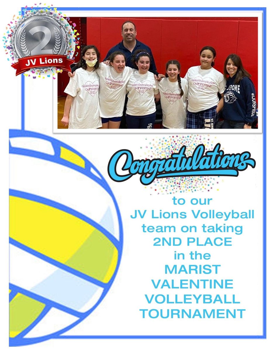 CatholicJerome's tweet photo. Way to go St. Jerome JV Volleyball Team!  Thanks for bringing home another WIN!! And thanks to @maristchicago for hosting the Valentine Volleyball tournament 🏐 Look at all those smiles 😁💙 #SJSLionsPride #LetsGoLions #StJeromeChicago #ChicagoCatholic https://t.co/fGO8CxKYYL