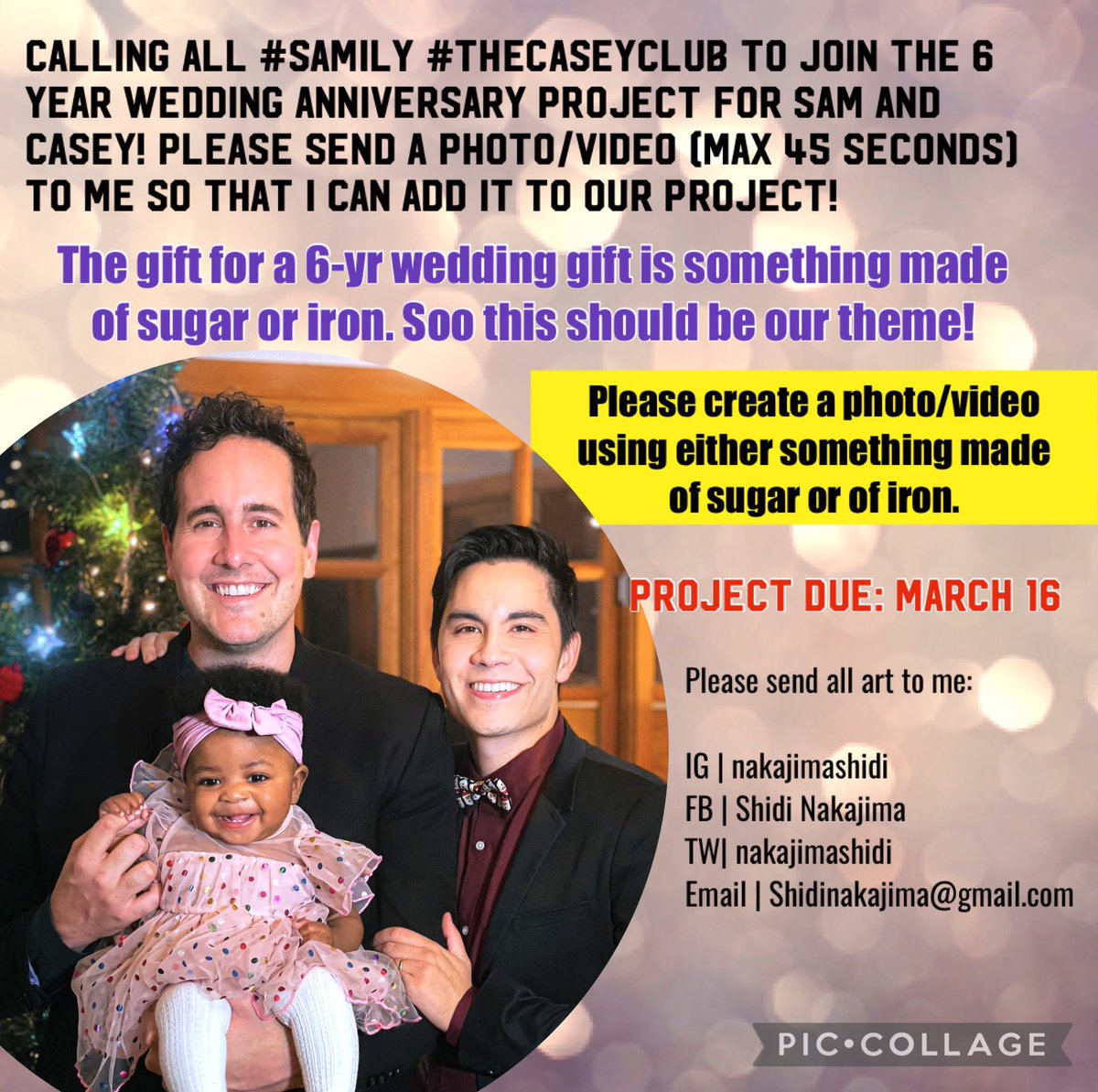 NakajimaShidi's tweet photo. Please join the 6 Year Wedding Anniversary video project for #CaseyBreves and #SamTsui! Please DM me or comment to join! 😍💗💗💗 https://t.co/ZC6vwFmfzb