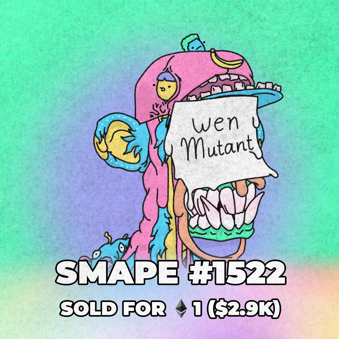 Lola20789's tweet photo. 🚨 𝗦𝗔𝗟𝗘 🚨 

#SMAPE1522 has been sold for 1 𝗘𝗧𝗛! 🚀

https://t.co/Pdk8WfYnHy

#SLAPES  #slapefam #SMAPES  #smapefam https://t.co/wjrcXSQFQz