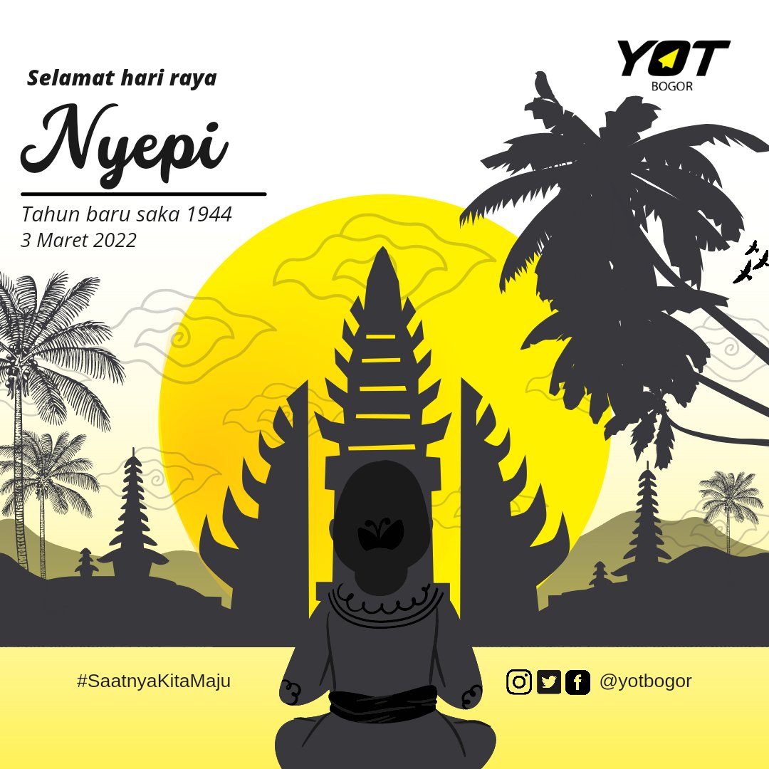 Selamat Hari Raya Nyepi 2022, Tahun Baru Saka 1944! Selamat menunaikan Catur Brata Penyepian bagi YOTers yang melaksanakannya.

#HariRayaNyepi
#YoungOnTop
#YOTBogor
#SaatnyaKitaMaju