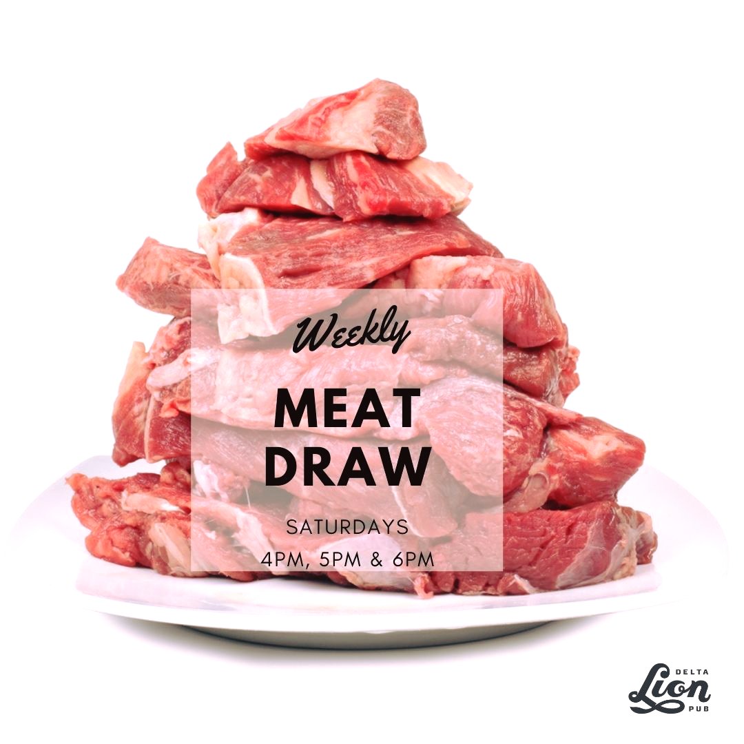 LonghornsND's tweet photo. Join us at the Delta Lion MEAT DRAW every Saturday at 4pm, 5pm &amp; 6pm!🥩🥩🥩💥

All proceeds go to North Delta Football during the month of March and then every other month after that!
Come down and Volunteer or Support!💥

#NorthDeltaStrong#DeltaLionPub #MeatDraw #SupportLocal https://t.co/45ZB1g7WCF