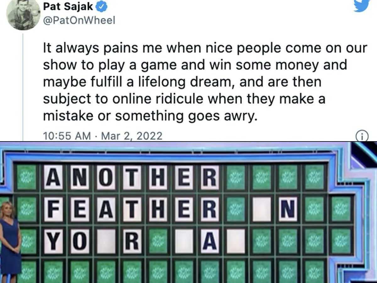 barstoolsports's tweet photo. Pat Sajak Is Mad At The Internet For Making Jokes About Yesterday's Remarkably Bad Wheel of Fortune Clip https://t.co/Clc6iggn0c https://t.co/1SGSDtYmHY