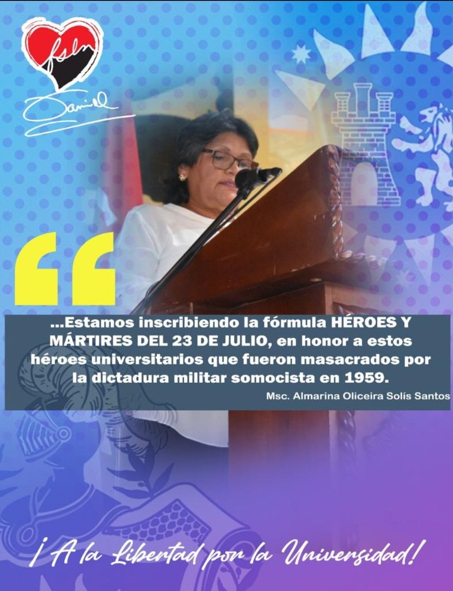 siproesunanleon's tweet photo. Inscripción de Fórmula de Rectoría Unidad de Victoria Electoral "Héroes y Mártires del 23 de julio" 2022-2026 de nuestra Bicentenaria UNAN - León
#UnidosEnVictorias
#LeonRevolucion
#SiproesUnanLeon https://t.co/WpK1ritqbs