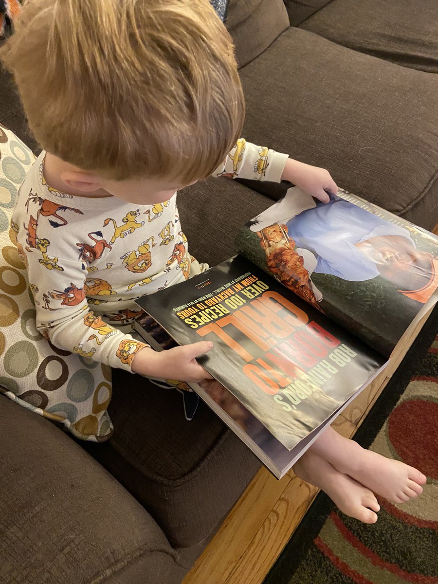 bretmelton's tweet photo. @ChefRobRainford we have been watching old episodes of License to Grill, our 3 year old is such a fan he just reads your cook books casually now. https://t.co/w15gSVEbYE