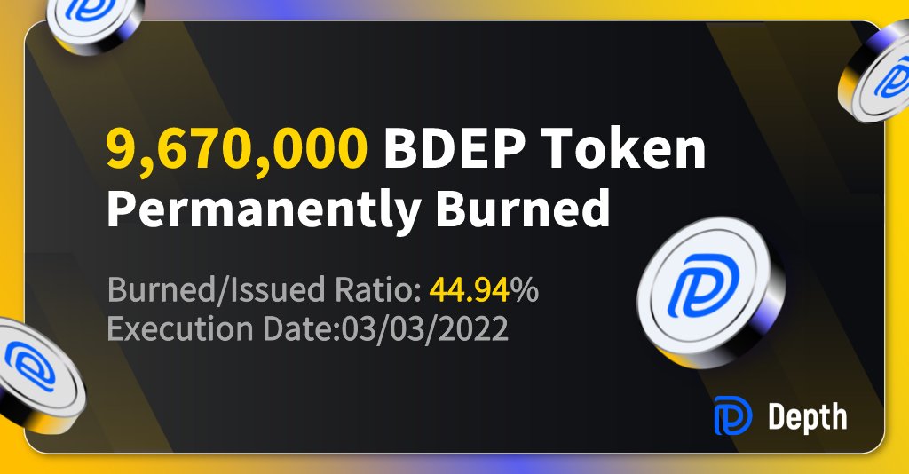 9,670,000 BDEP has been burnt this week.

In total, over 243 million BDEP has been burnt .

Burned/Issued ratio :44.94%.

Check details: docs.depth.fi/dep-token-burn