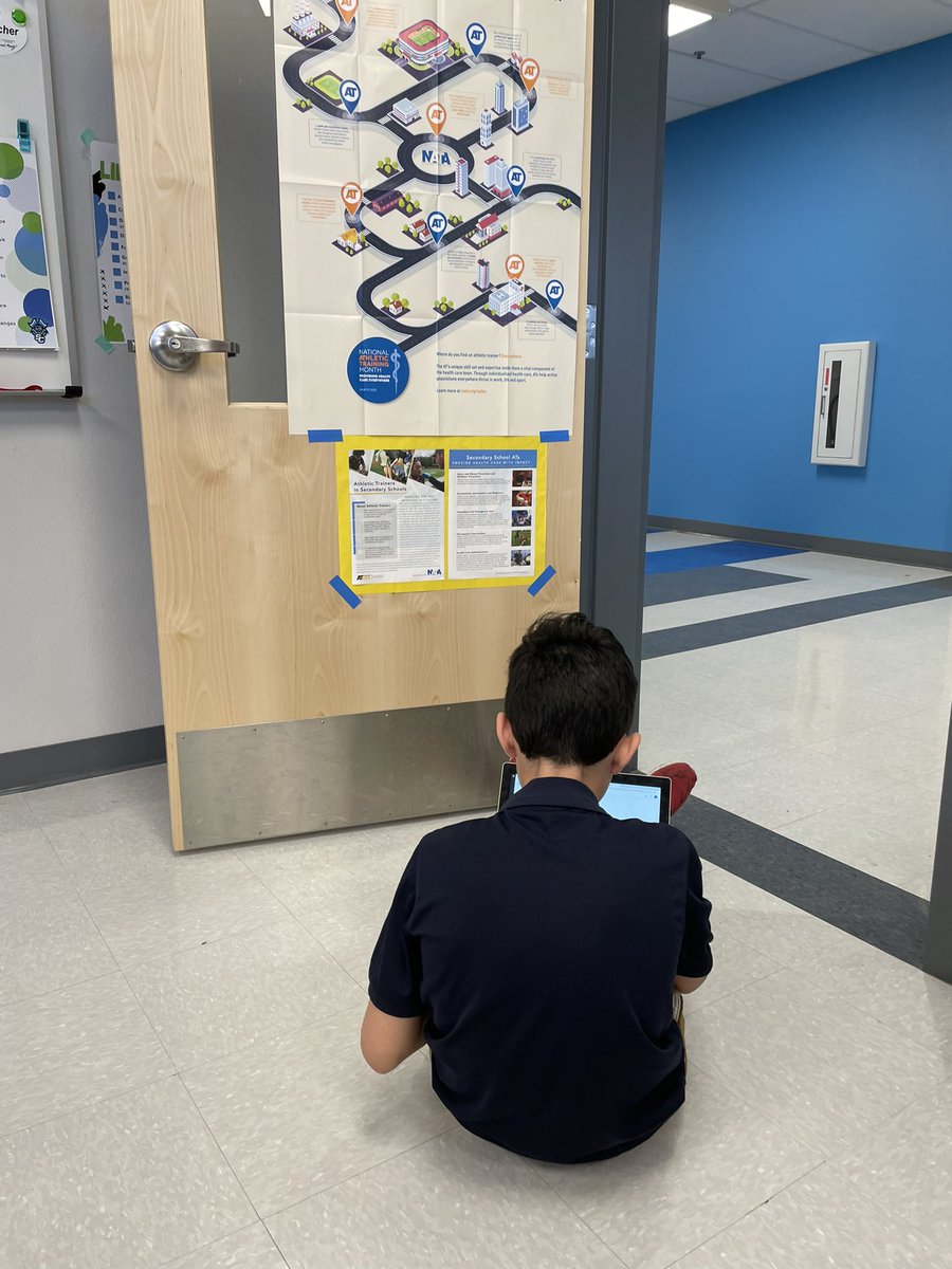 MaggieJOMalley's tweet photo. Added some tape to my #NATM2022 poster door display today. Was so awesome to see students use it as resource for #careerteched #healscience career presentation research. Future #athletictrainer ? 😊 https://t.co/LfeuW79wTr