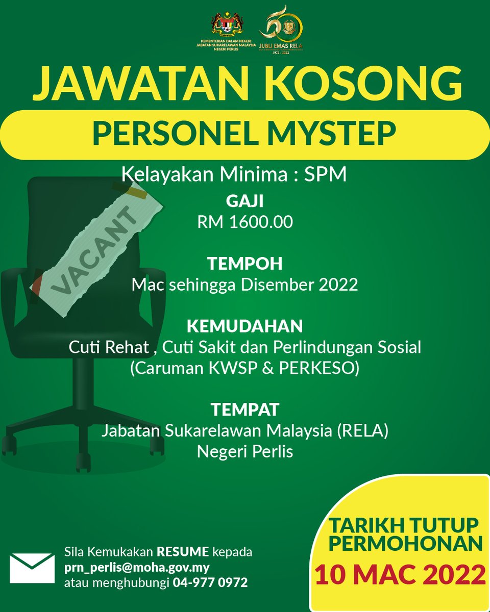 Iklan Jawatan Kosong : Personel MySTEP di RELA Negeri Perlis . admin <a href="/OhMyPerlis/">Rakyat ke-8 🌺🇲🇾</a> , cuba tengok promote sat . mana tau ada rezeki anak muda kita
