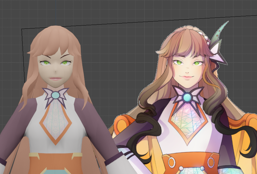 NetDuel's tweet photo. We're making progress! OREIN's 3D Model next to her concept art. Lookin snazzy! 

#indiegame #indiedev #videogame #gamedev #conceptart #3dmodeling https://t.co/gDjmrynAoT