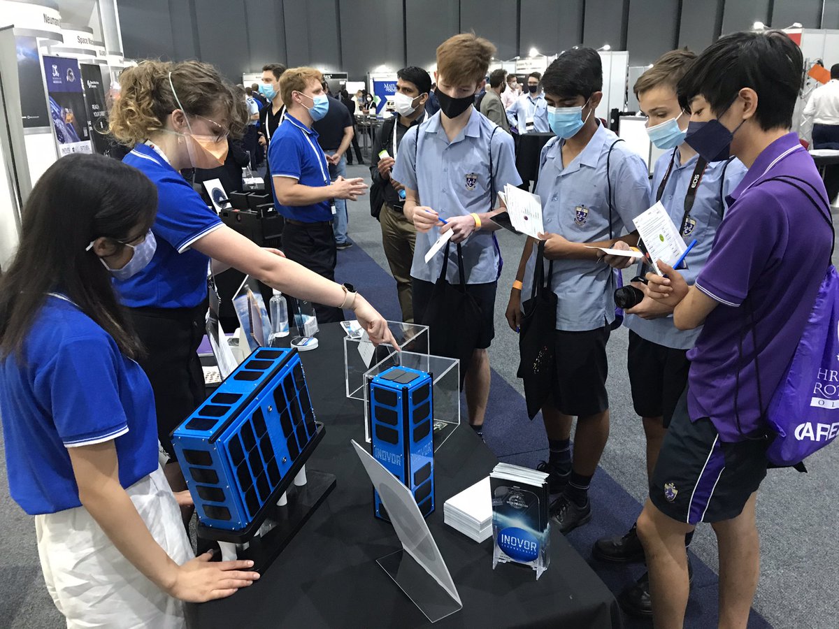 Inovor intern (2021-22) Hannah Vine Hall &amp; Inovor intern (2020-2021) Natasha Moy explain <a href="/inovortech/">Inovor Technologies</a> satellite hardware to South Australian high school students at the 13th #AUSpaceForum in Adelaide today. 

#inspire #mentoringmatters