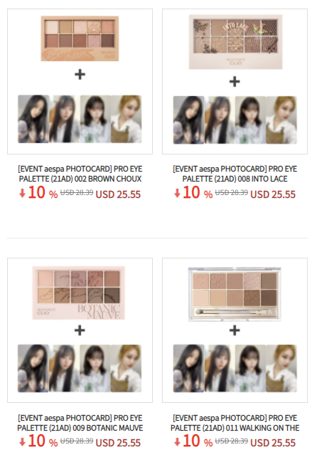 Ktown4u_main's tweet photo. KTOWN4U INA X @AESPAIntl

✨Clio x aespa Promotion!

💗Pro Eye Palette
 💗aespa Photocard Set(4p each)

💗 Sign up👉https://t.co/9WkcwZsTTr
💗 10% OFF👉https://t.co/xZnY0RcGsV https://t.co/NnkSB0zwBK