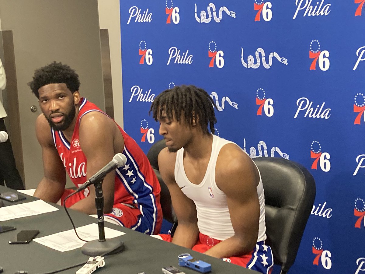 JClarkNBCS's tweet photo. Tyrese Maxey says James Harden asked him at halftime if he was going to play today! 

Tyrese had 4 points in first half

21 in second half https://t.co/pEpOBHMLvC